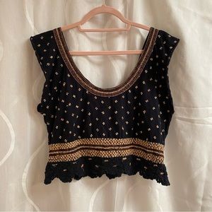 Free People Floral Embroidered Crop Top